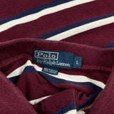 Polo By Ralph Lauren Striped Polo Shirt - Large Burgundy Cotton