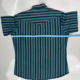 Wrangler Striped Short Sleeve Shirt - XL Green Cotton