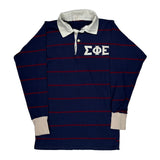 Greek Letters Unbranded Striped Rugby Shirt - Small White Cotton