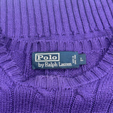 Polo By Ralph Lauren Cable Knit Sweater - Large Purple Cotton