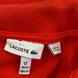 Age 12 Lacoste Polo Shirt - 3XS Red Cotton