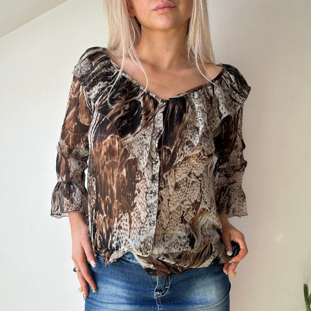 Unbranded Blouse - XL Brown Viscose