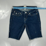 True Religion Studded Denim Shorts - 28W UK 6 Dark Wash Denim