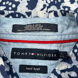 Tommy Hilfiger Floral Hawaiian Shirt - Large Blue Cotton