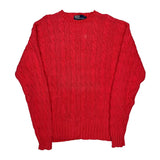 Polo By Ralph Lauren Cable Knit Sweater - Large Red Cotton