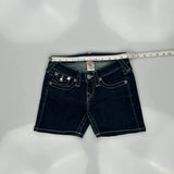 True Religion Contrast Stitch Denim Shorts - 25W US 0 Dark Wash Cotton