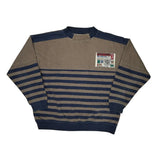 90S Cezar Striped Sweatshirt - Large Brown Cotton