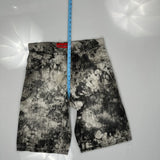 Evolution Tie-Dye Denim Shorts - 34W 11L Black & White Cotton