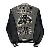 Paxton Perry Track Speech Holloway College Varsity Jacket - Small Black Leather