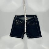 True Religion Contrast Stitch Denim Shorts - 25W US 0 Dark Wash Cotton