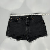 Levis Denim Shorts - 34W UK 14 Black Cotton