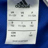 Age 11-12 Chevrolet Adidas Football Shirt - Medium Blue Polyester