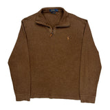 Polo By Ralph Lauren 1/4 Zip - Large Brown Cotton