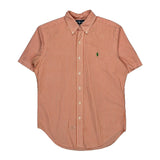 Ralph Lauren Striped Short Sleeve Shirt - Small Orange Cotton