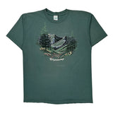 Single Stitch Wyoming Alore Graphic T-Shirt - XL Green Cotton