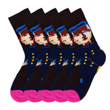 Anyfootwear 5 Pairs Size 5-9 Women Fashion Socks Combed Cotton Abstract Soldier Oil Painting Design Novelty Funny Happy Crew Socks Christmas Gift Casual Socks