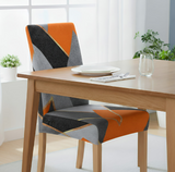 Anyseat Orange Gray Geometric Pattern Print Elastic Chair Cover – Plain Dining Slipcover & Home Décor