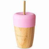 Bamboo Cup with Two Straws - Pink