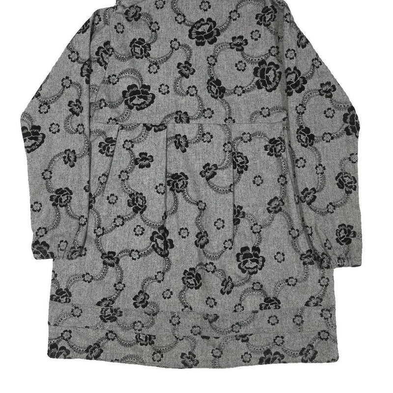 ROSE ET VOILETTE Womens Grey & Black Floral Cotton Blend Hooded Button Jacket M