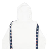 CHAMPION Mens White & Navy Logo Tape Pullover Hoodie M Cotton Blend