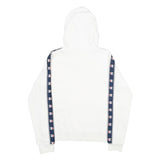 CHAMPION Mens White & Navy Logo Tape Pullover Hoodie M Cotton Blend