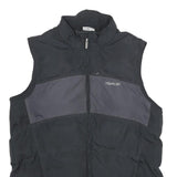 REEBOK Mens Black Grey Sleeveless Zip Jacket M Polyester Puffer Vest Sportswear