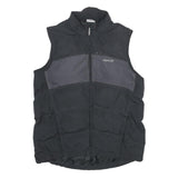 REEBOK Mens Black Grey Sleeveless Zip Jacket M Polyester Puffer Vest Sportswear
