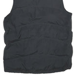 REEBOK Mens Black Grey Sleeveless Zip Jacket M Polyester Puffer Vest Sportswear