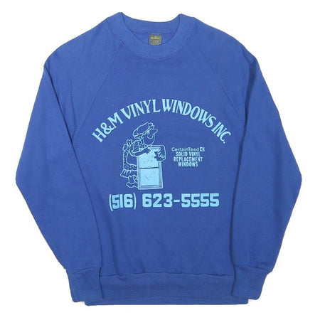 JERZEES Mens Blue H&M Vinyl Windows Inc Crew Neck S Cotton Blend Sweatshirt