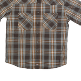 DICKIES Mens Brown & Beige Check Shirt M Workwear Short Sleeve Cotton Blend