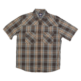 DICKIES Mens Brown & Beige Check Shirt M Workwear Short Sleeve Cotton Blend