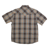 DICKIES Mens Brown & Beige Check Shirt M Workwear Short Sleeve Cotton Blend