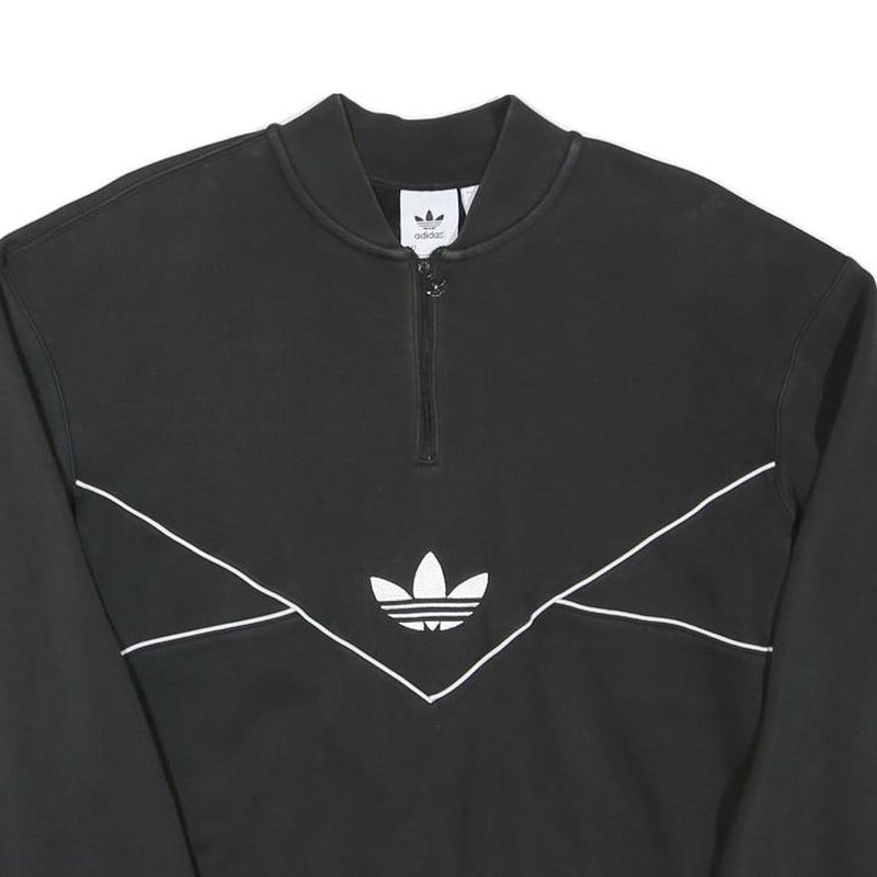ADIDAS Mens Black Cotton Blend Crew Neck XS Logo Sweatshirt Retro Style