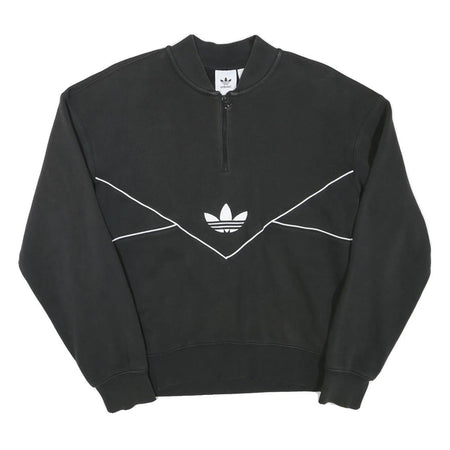 ADIDAS Mens Black Cotton Blend Crew Neck XS Logo Sweatshirt Retro Style