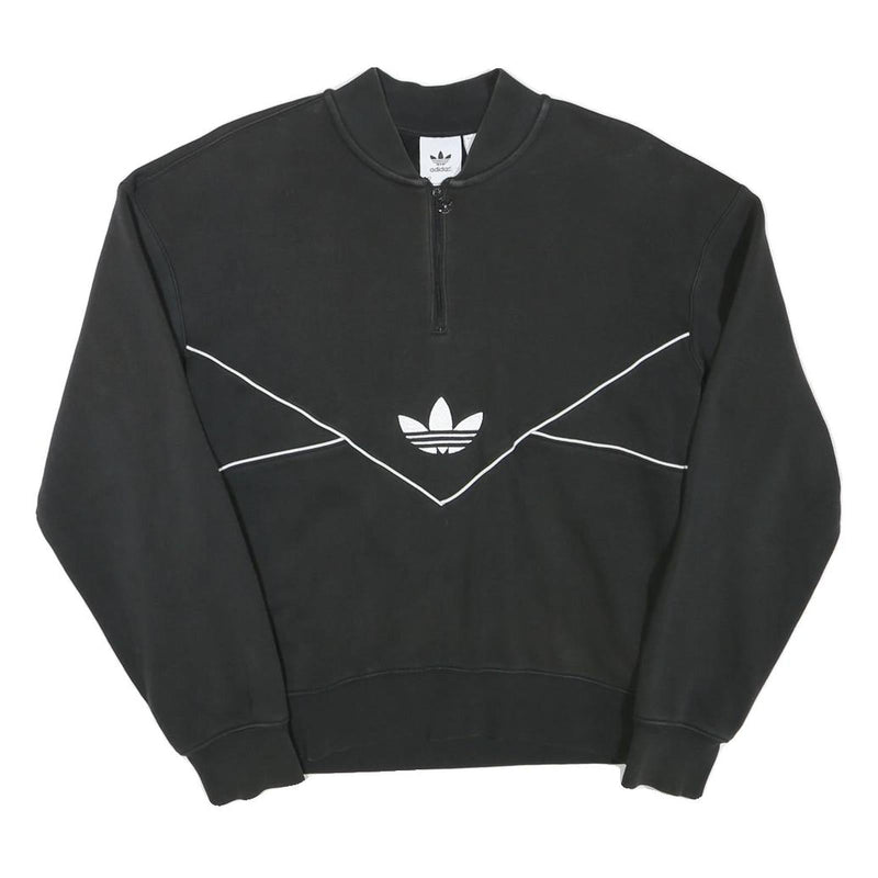 ADIDAS Mens Black Cotton Blend Crew Neck XS Logo Sweatshirt Retro Style