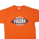 RUSSELL ATHLETIC Mens Orange Auburn Tigers Graphic T-Shirt L Crew Neck Short