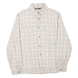 TEDDY'S JEANS Mens Beige & White Checked Cotton Blend Shirt M Casual Long Sleeve