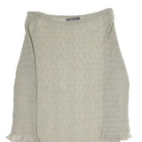 CAMMOMILLA Womens Beige Printed Top 3/4 Sleeve Boat Neck M Sheer Elegant