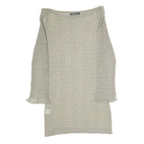 CAMMOMILLA Womens Beige Printed Top 3/4 Sleeve Boat Neck M Sheer Elegant