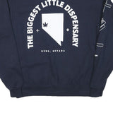 CHAMPION Mens Navy The Biggest Little Dispensary Crew Neck L Sweatshirt Cotton