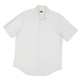 JOOP Mens White Plain Short Sleeve Shirt L Button Casual Formal Summer