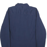 TOMMY HILFIGER Mens Navy Plain Shirt L Classic Cotton Blend Long Sleeve Button