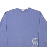 Mens Blue Sweatshirt Frosty Flowers Crew Neck L Cotton Blend Casual Pullover