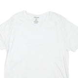 TRUE RELIGION Mens White Regular Fit V-Neck Cotton Blend T-Shirt L Plain Short