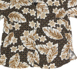 FASHION BUG Womens Brown & Cream Floral Print Shirt Short Sleeve Collared UK 18