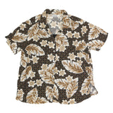 FASHION BUG Womens Brown & Cream Floral Print Shirt Short Sleeve Collared UK 18