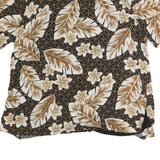 FASHION BUG Womens Brown & Cream Floral Print Shirt Short Sleeve Collared UK 18