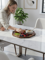 Anygleam Natural Wood Diagonal Oval Acacia Wood Plate Serving Tray Food Kitchen Tableware