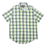 TIMBERLAND Mens Green & Blue Check Short Sleeve Shirt L Cotton Blend Casual