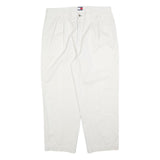 TOMMY HILFIGER Mens Cotton Blend White Regular Straight Trousers W38 L30